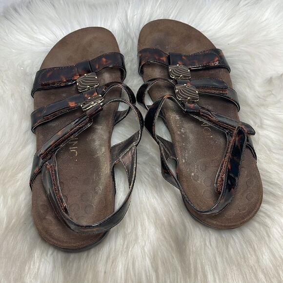 Vionic Amber Tortoise Patent Strappy Sandals Sz 8 - Picture 4 of 7